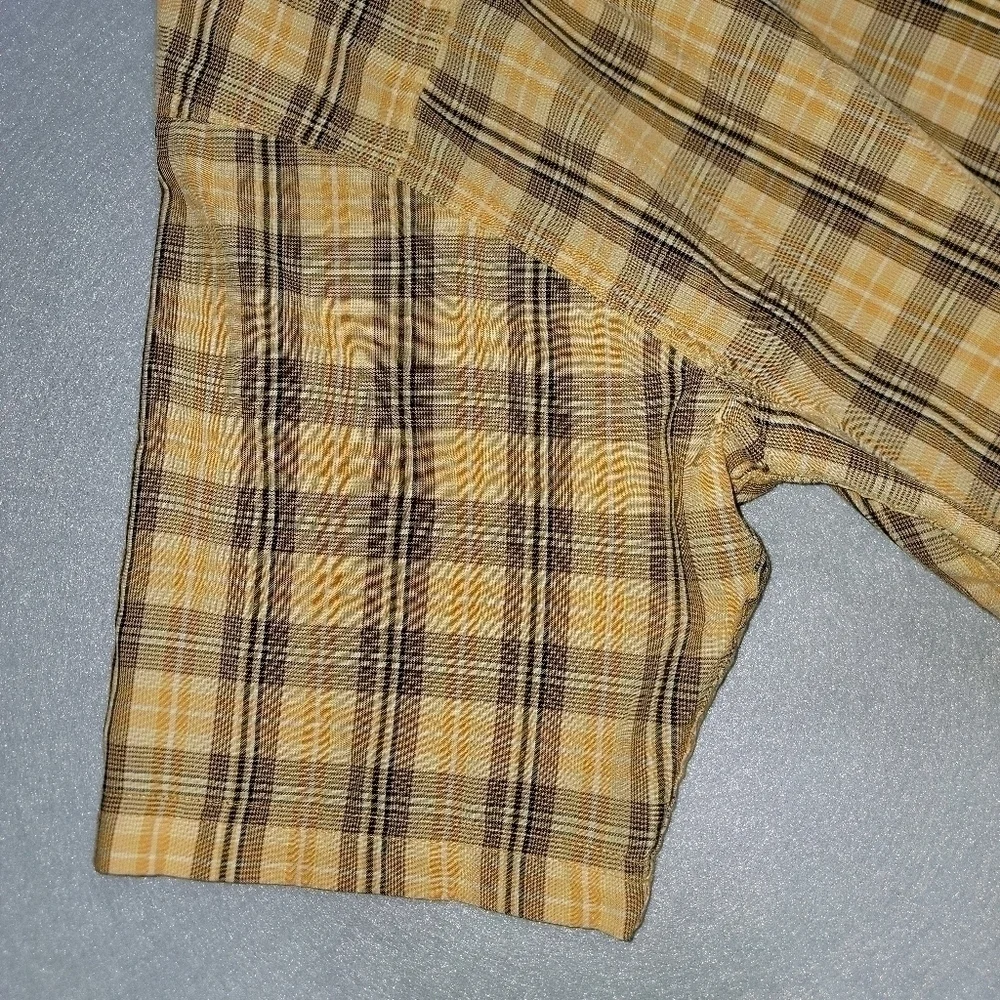 The North Face Mens Yellow Plaid Button Up Shirt Size Large